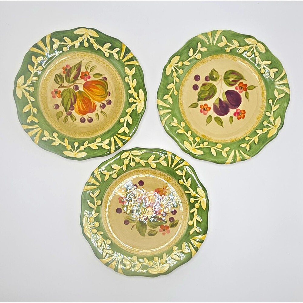 Certified International La Toscana Plates Set of 3 Pamela Gladding Scalloped 8.5